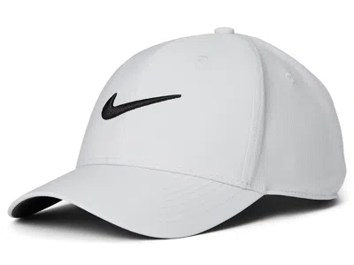 Nike Dri-fit Club Structured Swoosh Cap Baseball Caps Photon Dust/black: Lg/xl In White