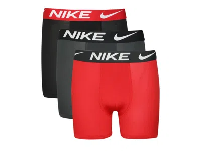Nike Drifit Essential Micro Kids' Boxer Brief 3 Pack In Red/grey/black