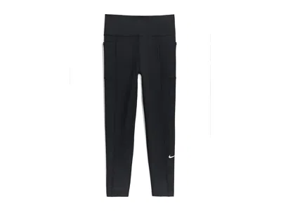 Nike Dri-fit High-waisted Leggings With Pockets (big Kid) Girl's Clothing Black/white : Sm (7-8 Big Kid),