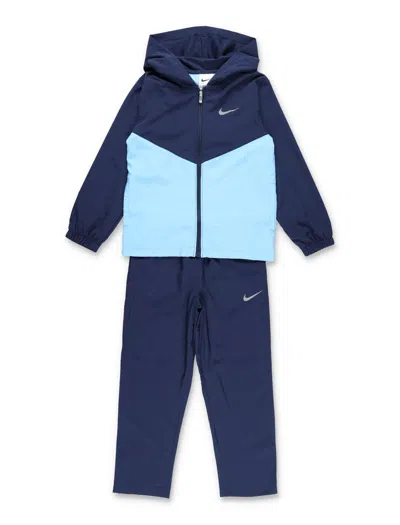 Nike Dri-fit Mini Boys Hooded Tracksuit Set In Blue