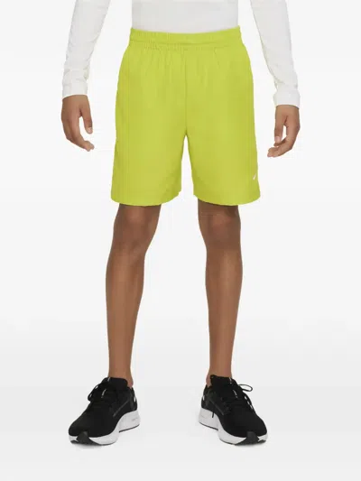 Nike Kids' Dri‑fit Multi Logo Shorts In Yellow