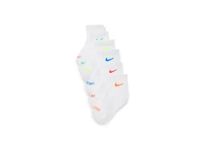 Nike Dri-fit Performance 6-pack Basic Ankle Socks (little Kid) Boys Shoes Volt 1: 4-5 Little Kid In Red