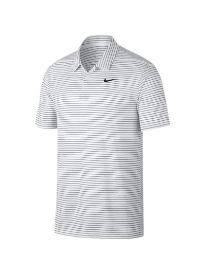 Nike Dri-fit Striped Polo Shirt In White
