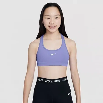 Nike Dri-fit Swoosh Big Kid Girls Sports Bra In Blue