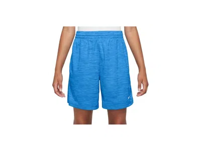 Nike Dri-fittm Shorts Heather (little Kid/big Kid) Kid's Shorts Light Photo Blue/football Blue/white: M (