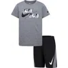 Nike Kids'  Drop Dri-fit Tee & Shorts Set In Black/smoke Grey Heather