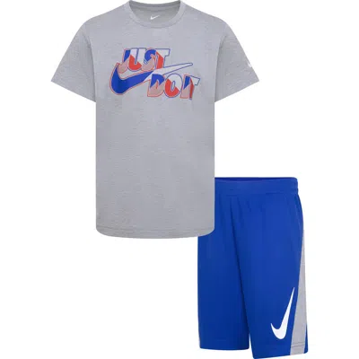 Nike Kids'  Drop Dri-fit Tee & Shorts Set In Game Royal