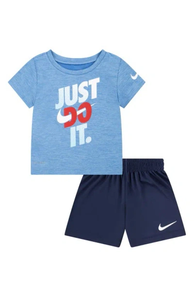 Nike Babies' Dropset Dri-fit T-shirt & Shorts Set In Blue
