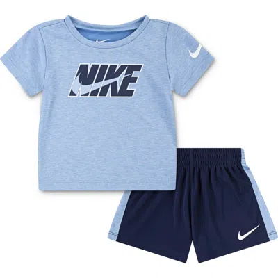 Nike Babies'  Dropset Graphic T-shirt & Shorts Set In Blue