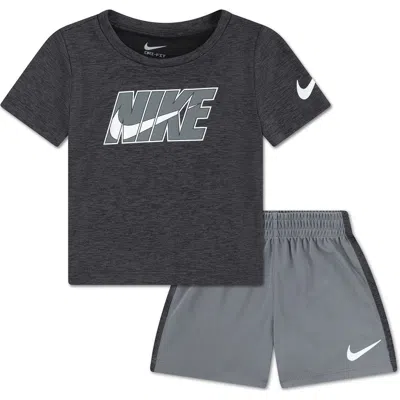 Nike Babies'  Dropset Graphic T-shirt & Shorts Set In Gray