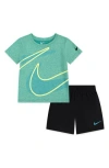 Nike Babies'  Dry Dropset T-shirt & Shorts Set In Black/dusty Cactus