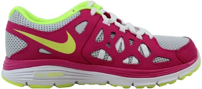 Pre-owned Nike Dual Fusion Run 2 Sneakers In Pure Platinum/volt Ice/vivid Pink