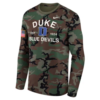 Nike Duke 2025 Military Appreciation Legend  Men's Dri-fit College Long-sleeve T-shirt In Green