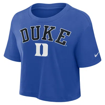 Nike Duke Athletic Prep Arch  Women's Dri-fit College Cropped T-shirt In Blue