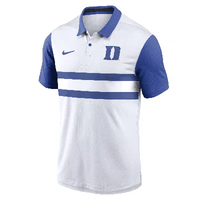 Nike White Duke Blue Devils Primetime Campus Vapor Performance Polo In White,royal
