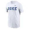Nike Duke Blue Devils Primetime Wordmark  Men's College T-shirt In White
