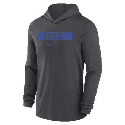 Nike Anthracite Duke Blue Devils 2024 Sideline Hoodie Performance Long Sleeve T-shirt In Black