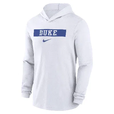 Nike Duke Blue Devils Sideline  Men's Dri-fit College Long-sleeve Hooded Top In White