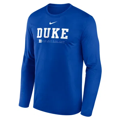 Nike Duke Courtside Basketball Shootaround Legend  Men's Dri-fit College Long-sleeve T-shirt In Blue