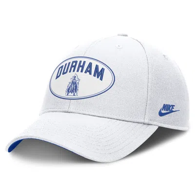 Nike Duke Legacy Letter & Location Rise  Unisex Dri-fit College A-frame Adjustable Hat In White
