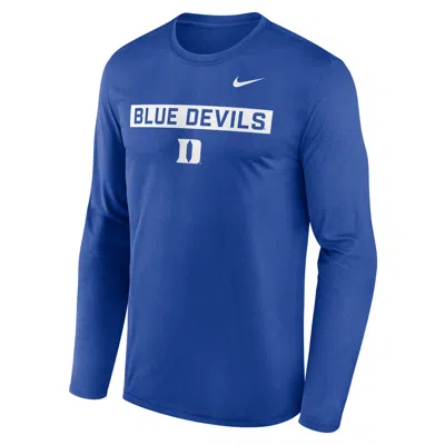 Nike Duke Primetime Legend 2-hit  Men's Dri-fit College Long-sleeve T-shirt In Blue