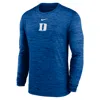 Nike Royal Duke Blue Devils 2025 Sideline Velocity Performance Long Sleeve T-shirt