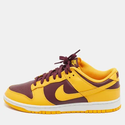 Pre-owned Nike Dunk Arizona State Size 45 Yellow/burgundy Leather Low Top Sneakers