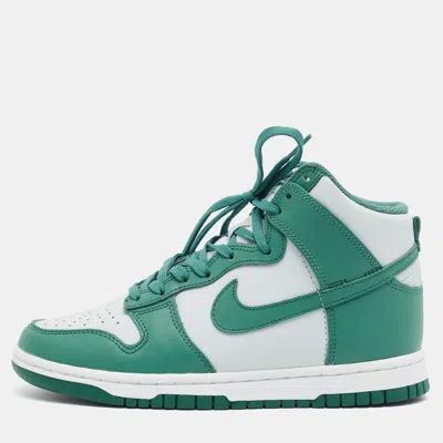 Pre-owned Nike Dunk Bicoastal Size 37.5 Green/grey Leather High Top Sneakers