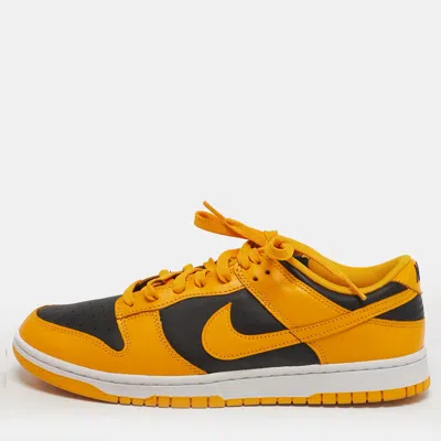 Pre-owned Nike Dunk Championship Goldenrod Size 45 Yellow/black Leather Low Top Sneakers