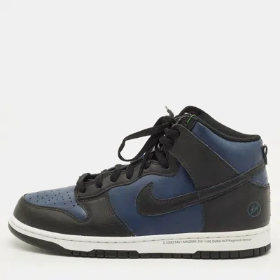 Pre-owned Nike Dunk Fragment Tokyo Size 45 Black/blue Leather High Top Sneakers