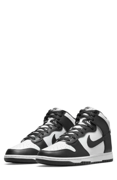 Nike Mens White Black Dunk High Retro Logo-embroidered Leather High-top Trainers