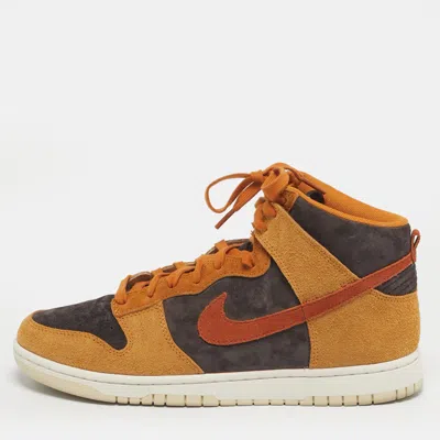 Pre-owned Nike Dunk Hi Retro Prm Size 45 Brown/grey Suede High Top Sneakers