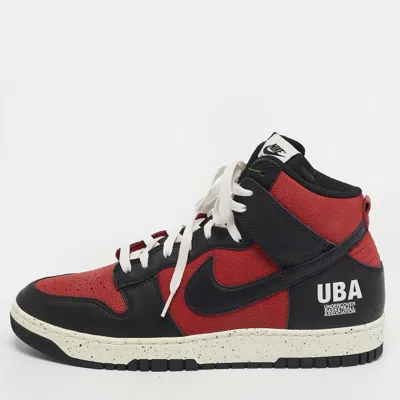 Pre-owned Nike Dunk Hi Size 45 Black Leather And Nubuck Leather Mid Top Sneakers