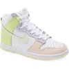 Nike Dunk High Basketball Sneaker In White/cashmere/lemon Twist