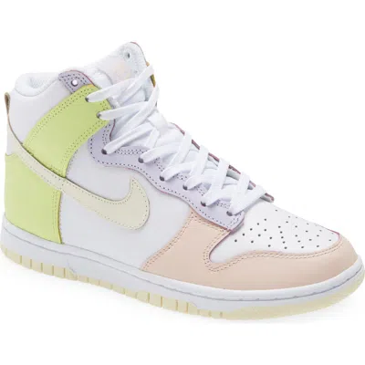 Nike Dunk High Basketball Sneaker In White/cashmere/lemon Twist