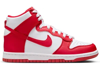 Pre-owned Nike Dunk High Championship Red (red Tongue Tag) Sneakers In White/university Red