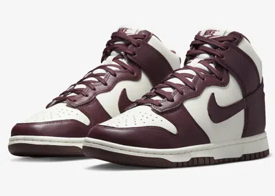 NIKE DUNK HIGH DD1869-601 WOMEN'S US 5 BURGUNDY WHITE LEATHER SNEAKERS PSS150