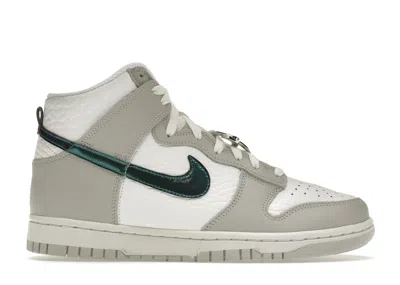 Pre-owned Nike Dunk High Fls (women's) Sneakers In White/light Grey/teal Metallic
