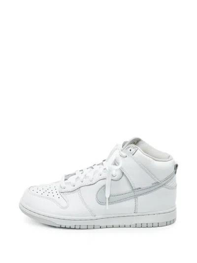 Pre-owned Nike Dunk High Lace-up Leather Sneakers In White