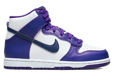 Pre-owned Nike Dunk High Midnght Navy Sneakers In White/electro Purple/midnight Navy Blue