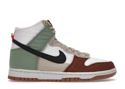 Pre-owned Nike Dunk High Next Nature (women's) Sneakers In Summit White/black/oil Green In Multi