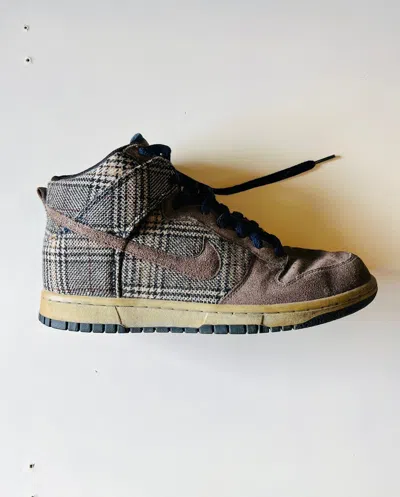 Pre-owned Nike Dunk High Premium Tweed Pack Shoes In Brown