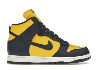 Pre-owned Nike Dunk High Retro Michigan (women's) Sneakers In Varsity Maize/midnight Navy Blue