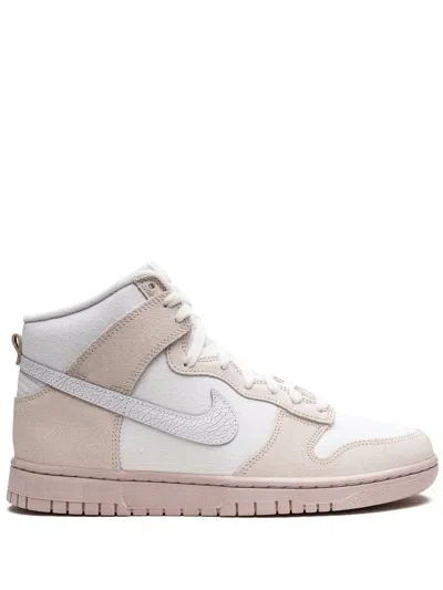 Nike Dunk High Retro Premium Se Cracked Leather Casual Shoes In Summit White/white/phantom Pink Oxford