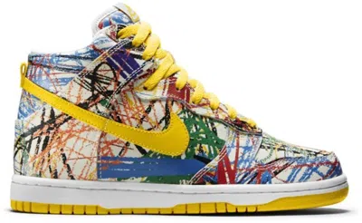 Pre-owned Nike Dunk High Scribble Sneakers In White/varsity Maize