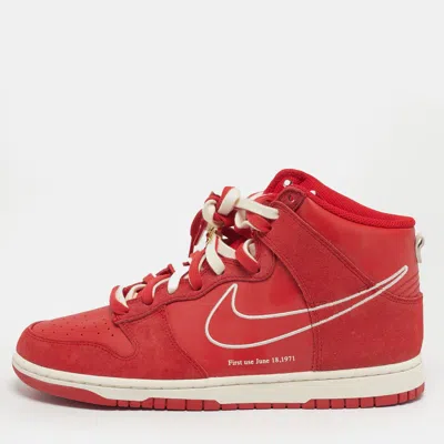 Pre-owned Nike Dunk High Se First Use Red Size 45 Red Leather And Suede High Top Sneakers