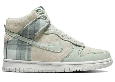 Pre-owned Nike Dunk High Se Tartan Plaid White Light Green Sneakers In Summit White/light Silver