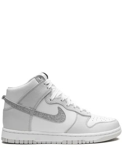 Nike Dunk High "silver Swoosh" Sneakers In 100white/metallic Silver