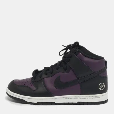 Pre-owned Nike Dunk High Size 45 Purple/black Leather High Top Sneakers