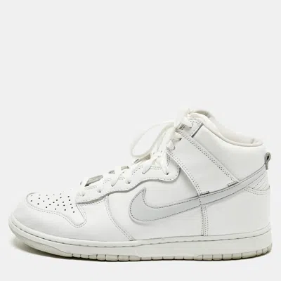 Pre-owned Nike Dunk High Size 45.5 Two Tone Leather High Top Sneakers In White